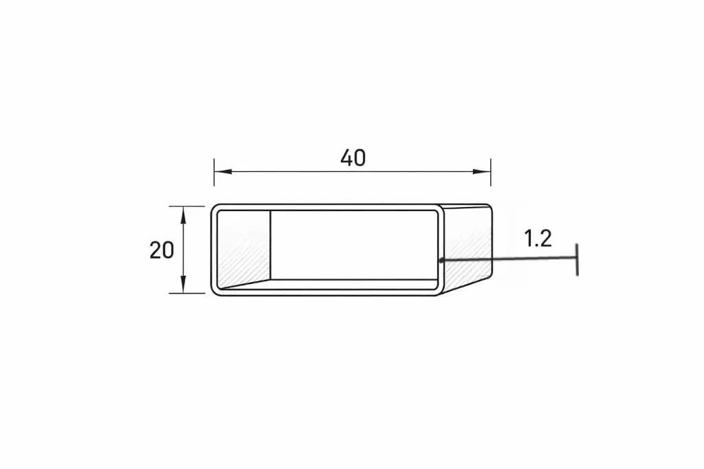 Raw Box Profile 40×20×1.2 – 6 m