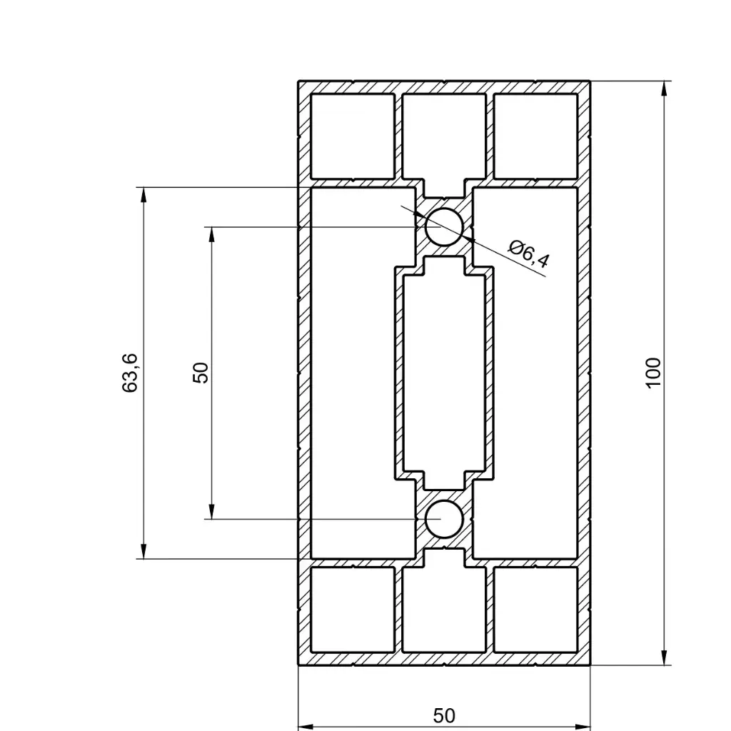 Structural aluminum profile 6 m for modular houses and constructions
